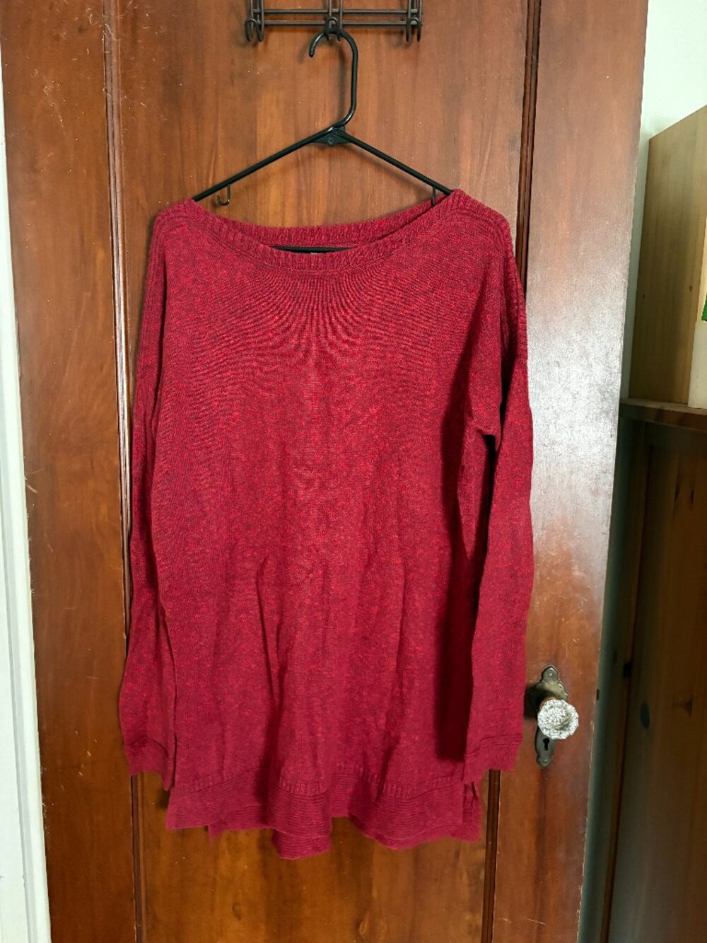 Red Marled Boat-Neck Tunic Sweater (Old Navy, Size L)